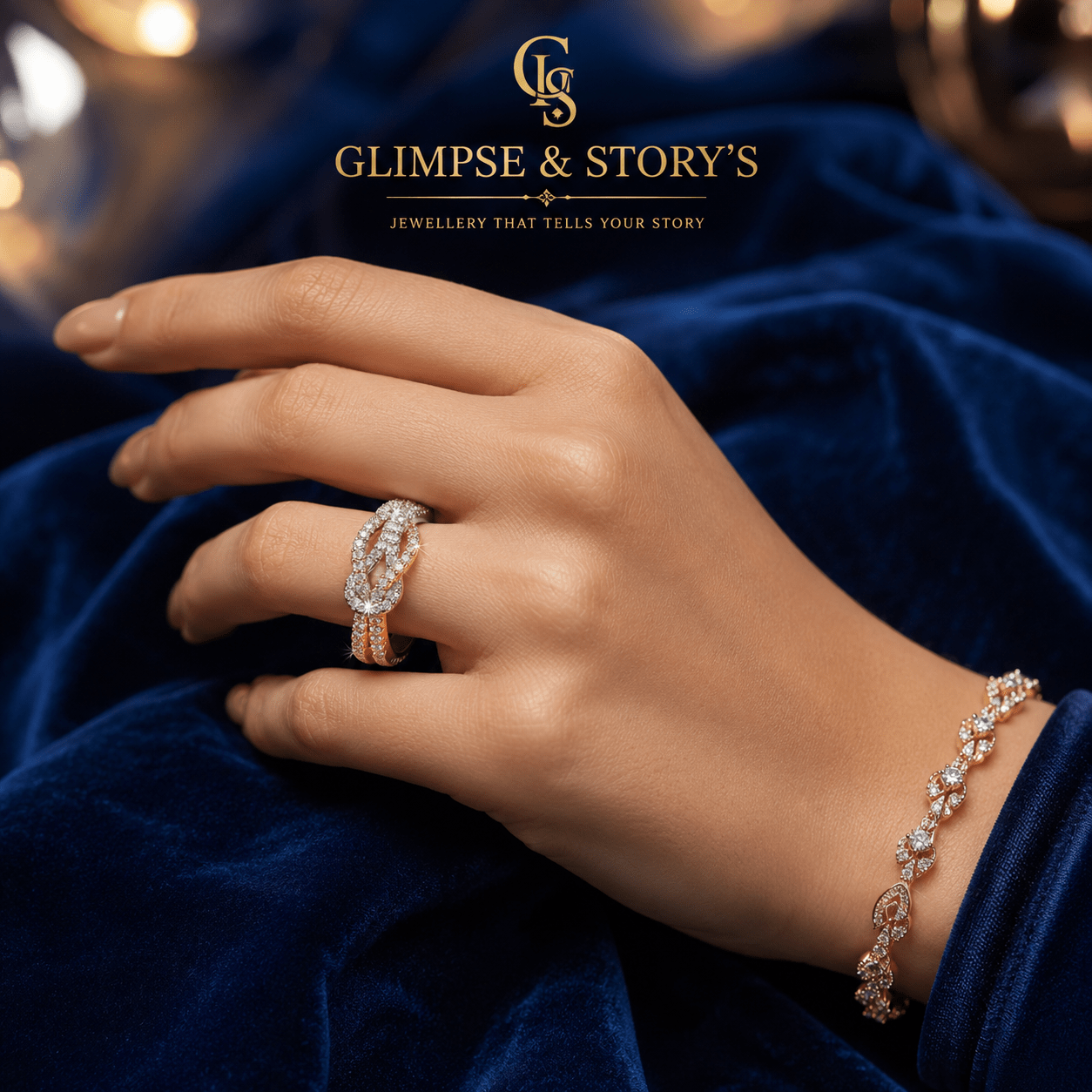 Eternal Knot Rose Gold Zircon Ring for Women – Luxury Two Tone Crystal Wedding Ring by GLIMPSE & STORY’S - GLIMPSE&STORY'S
