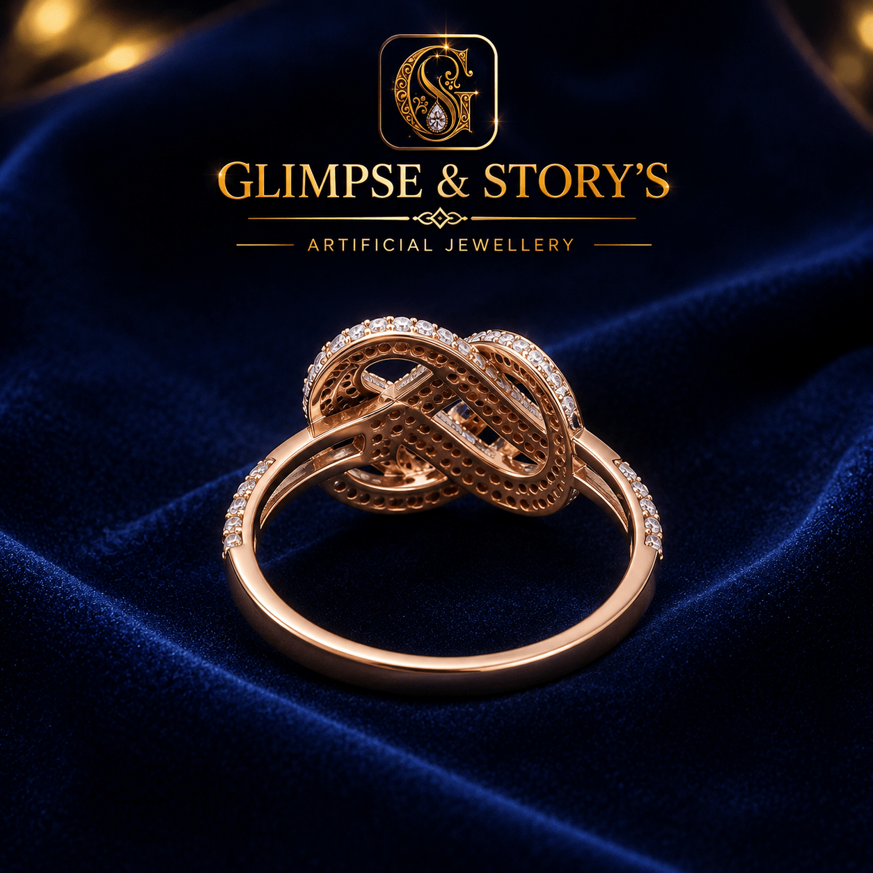 Eternal Knot Rose Gold Zircon Ring for Women – Luxury Two Tone Crystal Wedding Ring by GLIMPSE & STORY’S - GLIMPSE&STORY'S