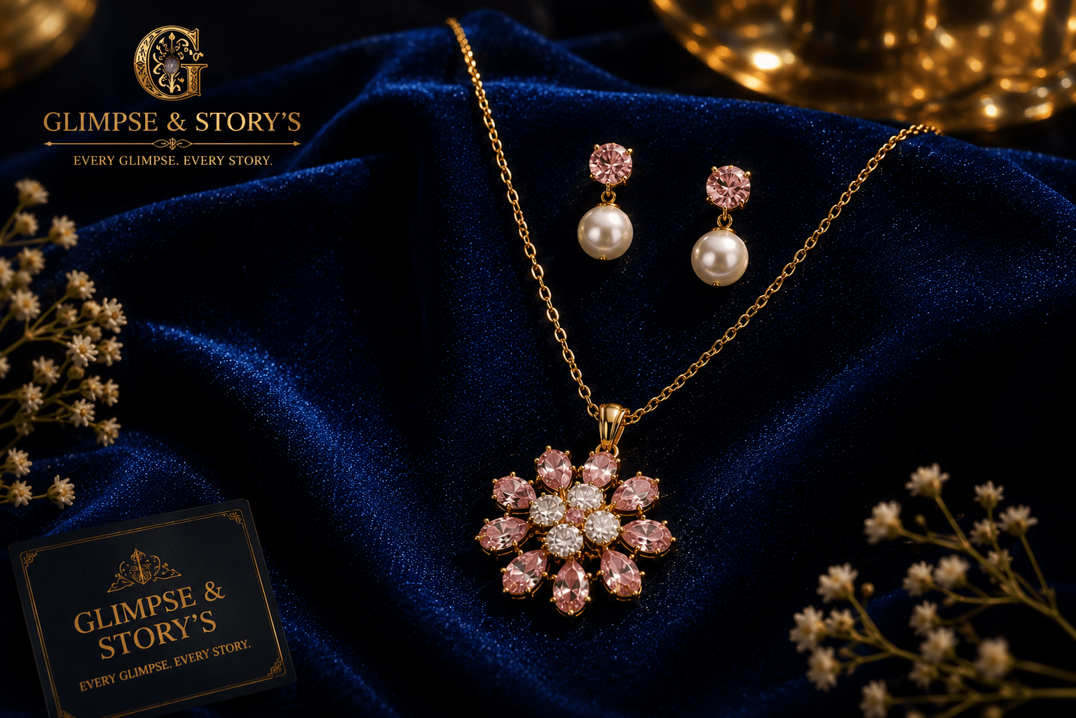 Luxury Gold Plated Crystal Pendant Set for Women – Elegant Modern Jewellery by GLIMPSE & STORY’S - GLIMPSE&STORY'S