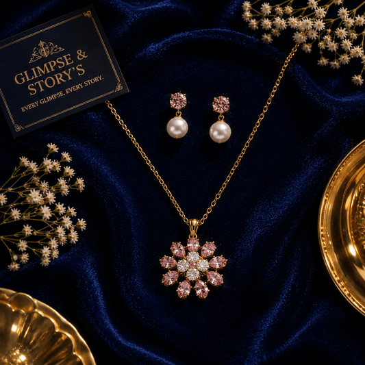 Luxury Gold Plated Crystal Pendant Set for Women – Elegant Modern Jewellery by GLIMPSE & STORY’S - GLIMPSE&STORY'S