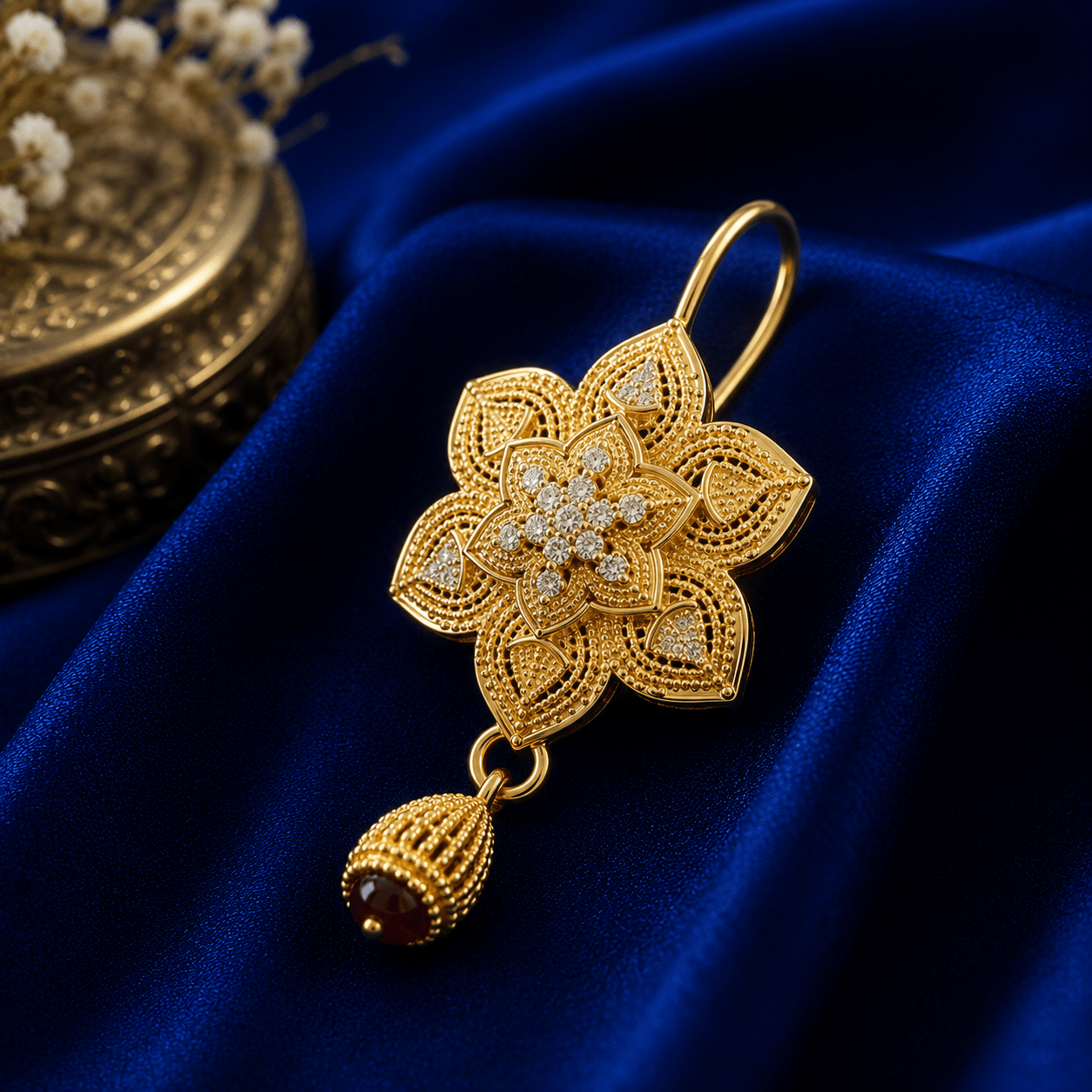 Luxury Gold Plated Floral Drop Earrings for Women – Fancy Statement Earrings | GLIMPSE & STORY’S - GLIMPSE&STORY'S