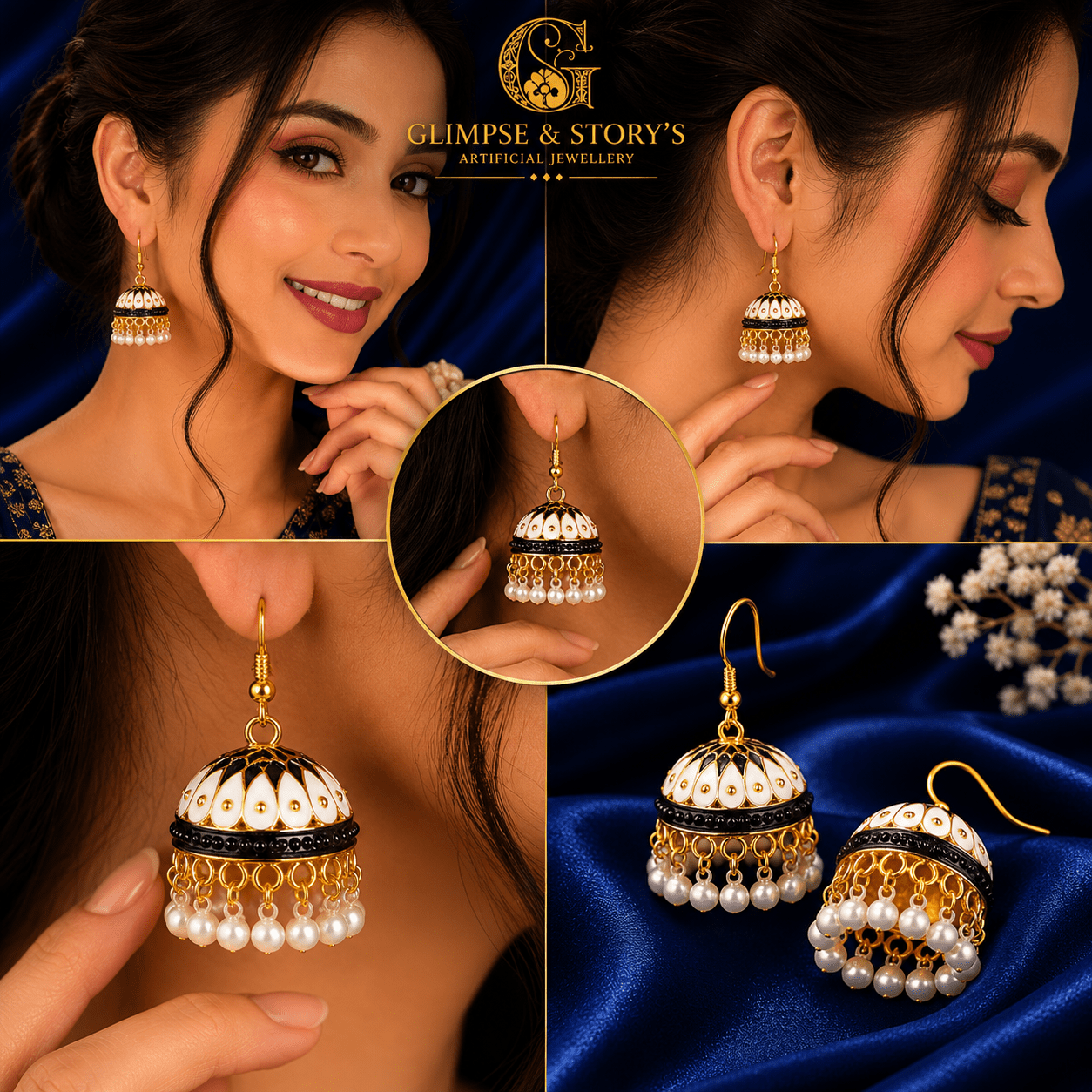 Luxury Multicolor Crystal Jhumka Earrings for Women – Gold Plated Funky Traditional Earrings | GLIMPSE & STORY’S - GLIMPSE&STORY'S