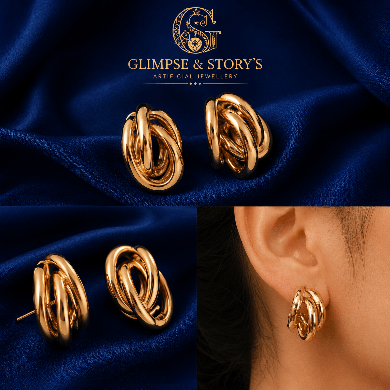 Korean Gold Hoop Earrings - Elegant Statement Hoops by GLIMPSE & STORY'S - GLIMPSE&STORY'S