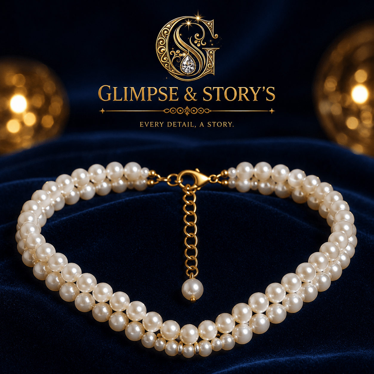 Moonlight Elegance Pearl Choker Necklace for Women – Luxury White Pearl Pendant Necklace by GLIMPSE & STORY’S - GLIMPSE&STORY'S
