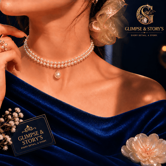 Moonlight Elegance Pearl Choker Necklace for Women – Luxury White Pearl Pendant Necklace by GLIMPSE & STORY’S - GLIMPSE&STORY'S