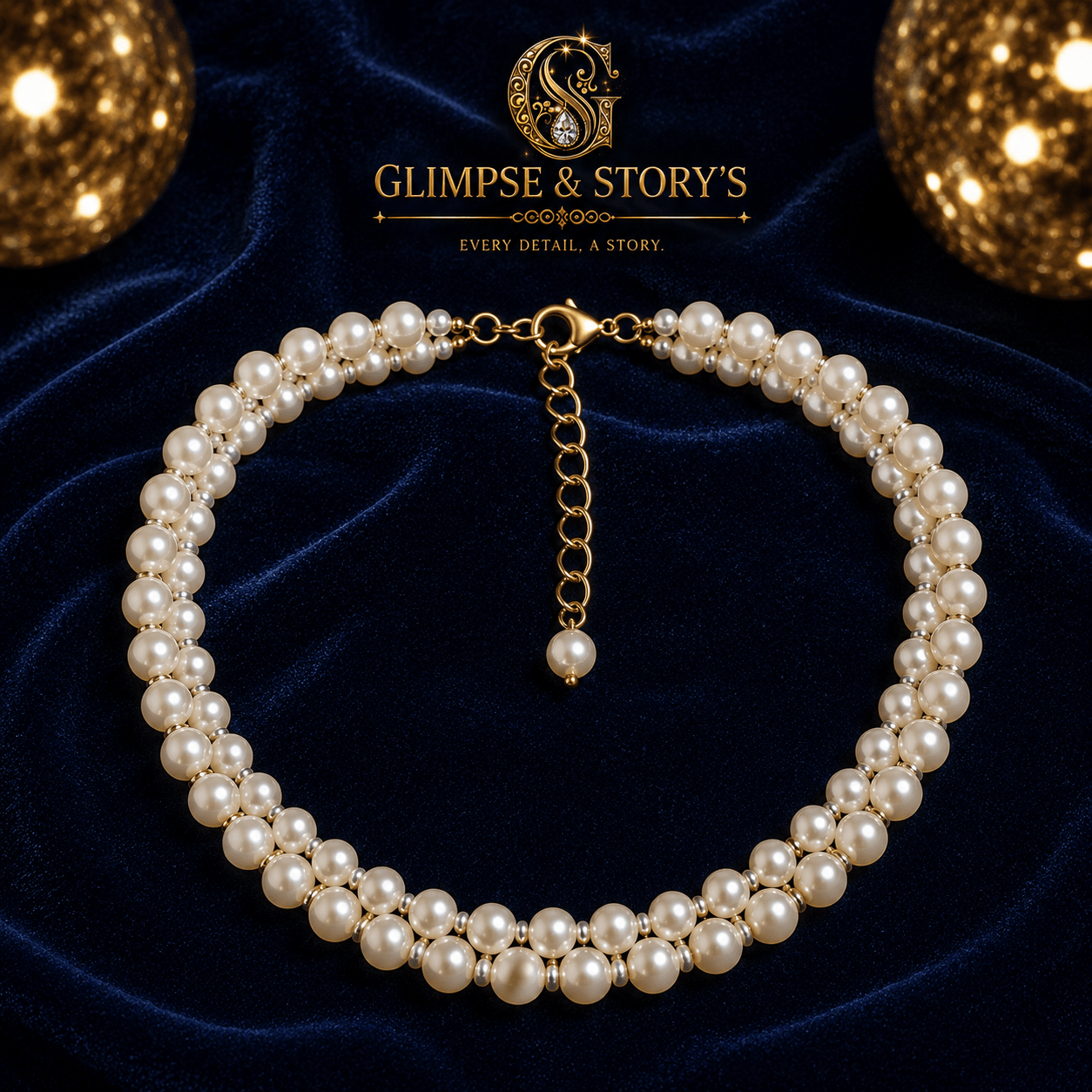 Moonlight Elegance Pearl Choker Necklace for Women – Luxury White Pearl Pendant Necklace by GLIMPSE & STORY’S - GLIMPSE&STORY'S